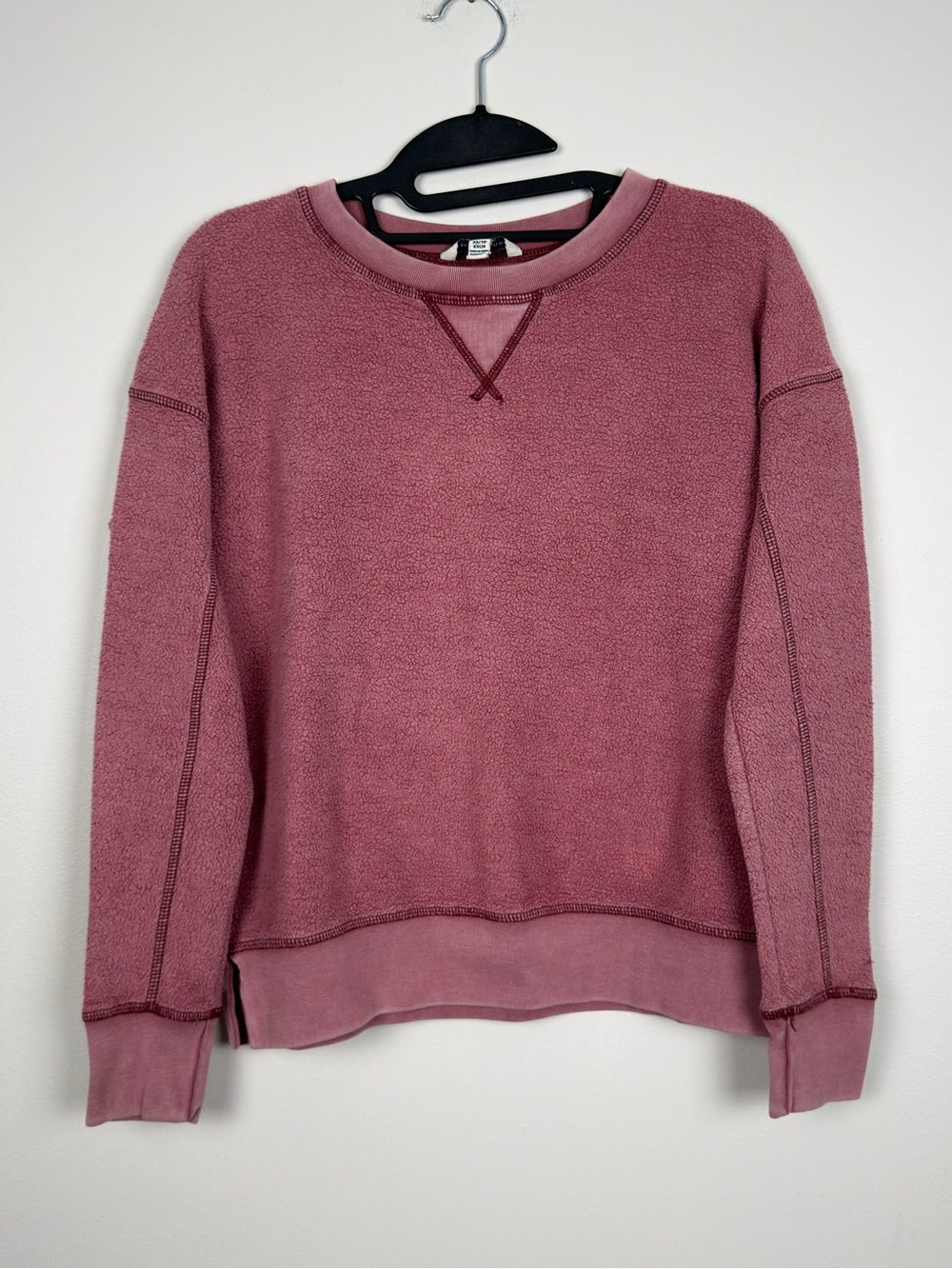 American Eagle Dusty Rose Textured Fleece Crewneck XS